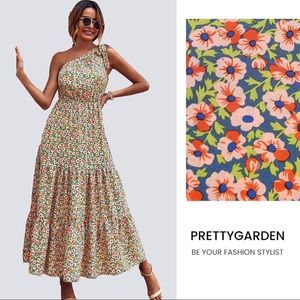 One Shoulder Maxi Floral Dress